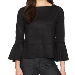 Karen Kane black faux suede dress shirt.